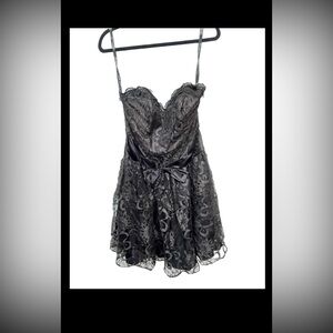 Zum Zum Black Lace Dress Short Strapless Size 11-12 Made In Usa